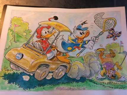 Alessandro Gottardo | Donald Duck - â€œGolf e farfalleâ€ - Page volante - Exemplaire unique - (2021/2021) | Catawiki