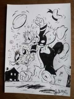 Bas Heymans | Bas Heymans - Originele tekening - "Donald en Bolderbast in gevecht" | Catawiki