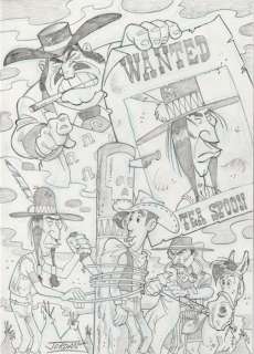 Jordan, Julian | Jordan, Julian - Original drawing - Lucky Luke - Tea Spoon | Catawiki