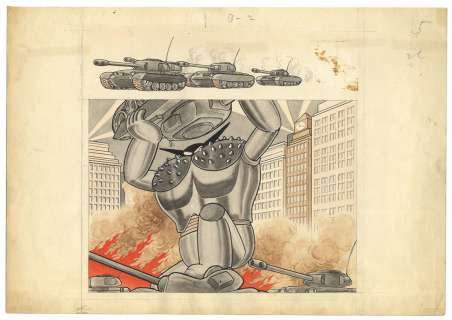 Yokoyama Mitsuteru Hand drawing color manuscript "Tetsujin 28"