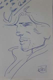 Gir + Jean Michel Charlier | Jean Giraud + J.M. Charlier - Opdrachttekening / Dédicace + tekst - Op losse A4 - Blueberry | Catawiki