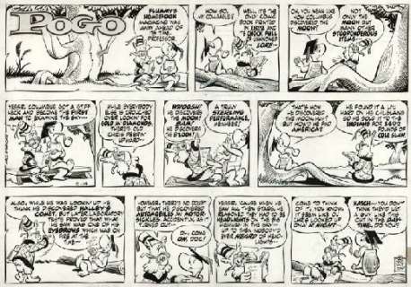 73: Kelly Pogo Sunday 2/14/65 original comic art | Russ Cochran