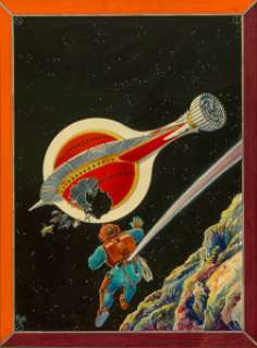 Frank R. Paul (American, 1884-1963)
 The Asteroid of Death, Wonder Stories Quarterly cover, Fall 1931
 Watercolor on boa... | Heritage