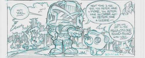 Troy Little | Judge Dredd - Funko Universe - Original page by Troy Little - Size: 28 x 35 cm. - (2017) | Catawiki