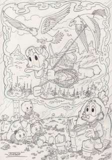 Julian Jordan | Julian Jordan - Ducktales - Scrooge McDuck - Flying over The Klondike - Size: 30 x 21 cm. A4 | Catawiki