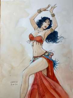 Marini, Enrico | Marini, Enrico - Dessin original couleur - Le Scorpion - Mejaï dansante - (2021) | Catawiki