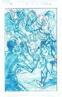 Ben Dewey | Marvel Adventures Spider-Man #59 - Original splashpage ft. X-Men Storm, Nightcrawler, Cyclops, Wolverine, Colossus & Banshee - (2010) | Catawiki