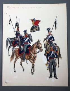 Funcken, Fred | Funcken, Fred - Dessin original couleur - L’Uniforme & armes des soldats du XIXe - Prusse, Uhlans garde et ligne - (1969) | Catawiki