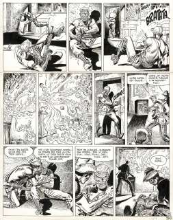 Malik - Lot 369 - Archie Cash, Le chevalier de la mort verte, planche originale très grand format à l’encre de chine pour cet album paru en 1984 chez Dupuis.