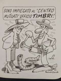 Benito Jacovitti | Benito Jacovitti - â€¦Mutilati ufficio timbri! - Page volante - Exemplaire unique - (1980) | Catawiki