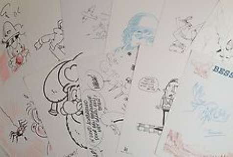 Jeff Broeckx, Wim Swerts, Steven de Rie, Ikke, Marc Legendre, Karel Biddeloo, Seb, Zidrou, ... - Bessy, Biebel, Claire, De Rode Ridder, Sjors en Sjimmie - Lot 15 opdrachttekeningen (Broeckx, Biddeloo, Cromheecke, ...)