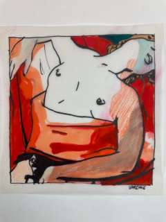 Alex Varenne | Alex Varenne - Nu en Rouge - Page volante - Exemplaire unique | Catawiki