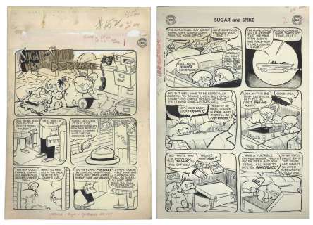 Sheldon Mayer Original Hand-Drawn ‘‘Sugar and Spike‘‘ Comic Book -- Complete Issue of 28 Pages From the April-May 1959 Issue #22 -- An Appearance by Arthur, and a Visit to Dad‘s Office