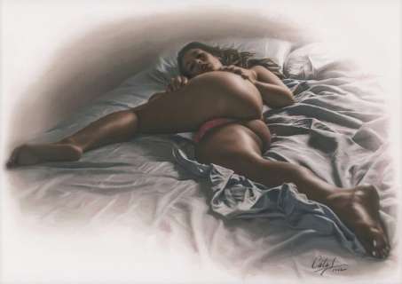 Calas, J.M. | Jean Michel Calas - Dessin original en couleur - Dans les draps d’Eve - Format: 29,7 x 42 cm. - (2022) | Catawiki