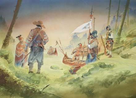 Patrick Prugne - illustration originale - Iroquois