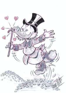 Millet | Scrooge McDuck kissing his first dime - Original Art | Catawiki