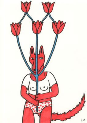 Lisa Hanawalt | Tulips 3 - Feutre sur papier | Huberty Breyne Gallery