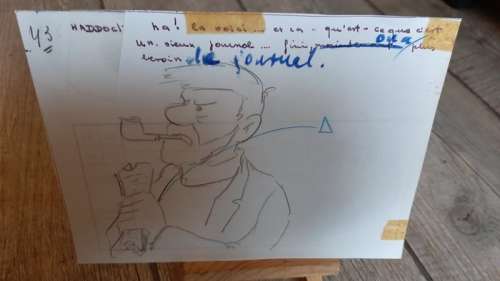 Hergé | Hergé / Tintin - Dessin original - Haddock - Mine de plomb - (années 50) | Catawiki