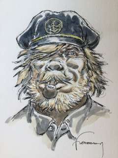 Hermann | Hermann - Dessin original couleur - Barney Jordan | Catawiki