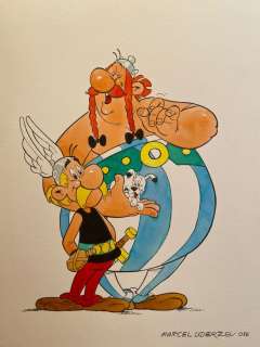 Uderzo, Marcel | Uderzo, Marcel - Dessin original couleur - Astérix, Obélix et Idéfix - (2016) | Catawiki