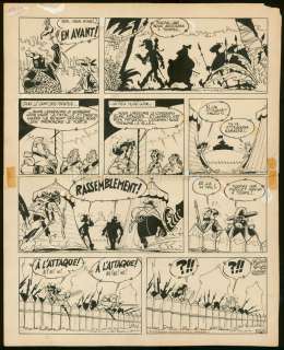 Albert Uderzo - Planche originale n°126, indications couleurs au crayon au dos - Jehan Pistolet