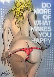Alvin Silvrants | Sexy Girl - Do more what makes you happy - Original drawing in colour by Alvin Silvrants | Catawiki