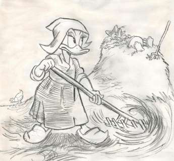 Tony Fernandez | Donald and Daisy Duck inspired by Van Gogh’s Reapers - Original Painting - Tony Fernandez Signed - Watercolor Art - 48 x 32 cm - Original Artwork | Catawiki