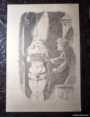 ILUSTRACIÓN DIBUJO A LÁPIZ. Boceto Trabajo. Cómic pulp horror erótico. Escuela Valenciana Años 60/70 | todocoleccion (Buy It Now)