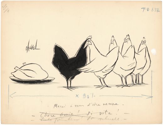 Chaval | La veillée - Encre de Chine sur papier | Huberty Breyne Gallery