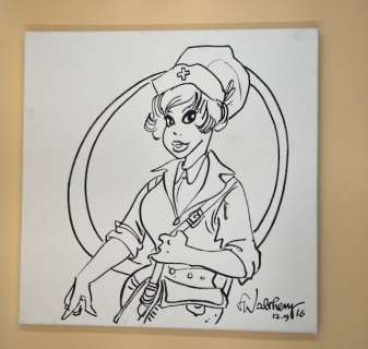 Walthery, François | Walthéry - Dessin original sur toile avec dédicace manuscrite au dos - Natacha Infirmière - (2016) | Catawiki