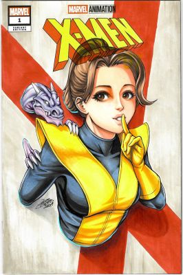Kitty Pryde & Lockheed by Leos on a sketch cover