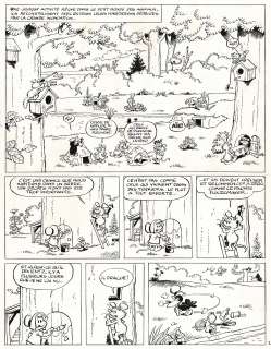 Macherot | Sibylline, Gudu s’évade, planche originale à l’encre de chine parue dans le journal Spirou en 1977. | Septimus