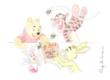 Pasquale Venanzio | Pooh & Friends - 2 Signed Original Artworks by Pasquale Venanzio - Page volante | Catawiki