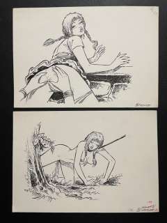 Géron, Jacques | Géron - 2x Dessin original - Page volante - Exemplaire unique | Catawiki