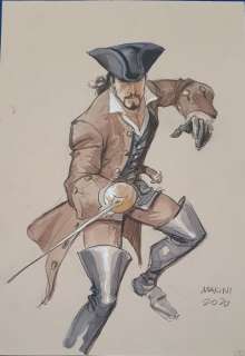 Enrico Marini | Marini - Dessin original double face - Le Scorpion en garde - (2020) | Catawiki