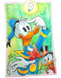 Alessandro Gottardo | Donald Duck - "Maybe that’s a good idea" - Signed Original Watercolour Painting by Alessandro Gottardo - Page volante - (2021) | Catawiki