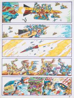 Druillet | Â«Un arrive! Un arrive!Â» Grande planche aux feutres de couleurs | Tessier Sarrou