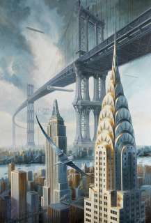 Didier Graffet - Peinture originale, Midday in New-York . 1935