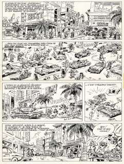 Franquin – Batem | Marsupilami, Le bébé du bout du monde, planche originale à l’encre de chine pour cet album paru en 1988 chez Marsu Productions. Planche réalisée à 4 mains par Franquin et Batem. | Septimus