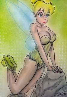Alvin Silvrants | Tinkerbell curvy and bottomless - Original drawing in colour by Alvin Silvrants | Catawiki