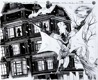 Shawn Crystal - batman arkham manor #5 p 12-13 dps (huge batman leaping from arkham manor! ) 2015