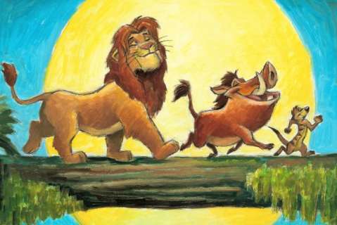 Joan Vizcarra | Simba, Timon & Pumba [The Lion King, 1994 Film] - Original Painting - 50 x 35 - Joan Vizcarra Signed - Original Artwork - Acrylic Art | Catawiki