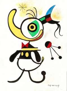 Tony Fernandez, Disney Artist | Donald Duck Inspired By Joan Miró’s "Woman and Bird in front of the Moon" (1944) - Original Painting - Tony Fernandez Signed - Original Art | Catawiki