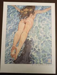Milo Manara | Milo Manara - grafica firmata "Il tuffo" - Page volante - EO | Catawiki
