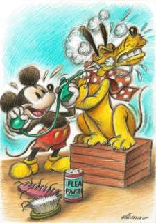 Joan Vizcarra | Mickey Mouse & Pluto: Out Fleas! - Original Drawing - Joan Vizcarra - Pencil Art - Original Artwork | Catawiki