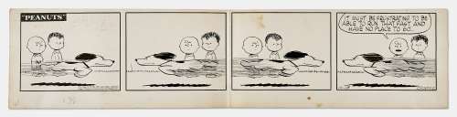 Charles Schulz Hand-Drawn ’’Peanuts’’ Strip From 1954 -- Featuring Snoopy Sprinting on All Four Legs | Nate Sanders