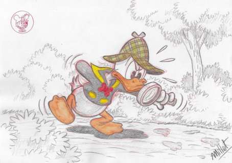 Millet | Donald Duck - Detective - Original Signed Sketch Drawing by Millet | Catawiki