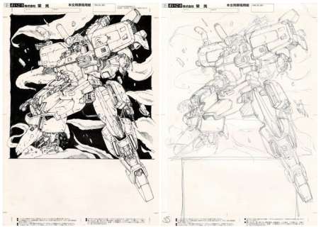 Katsura, Tatsumi | Katsura, Tatsumi - Original drawing + original preliminary drawing - Mobile Suit Gundam - Omega - (1995) | Catawiki