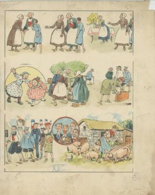 Joseph Porphyre Pinchon | Illustration Bécassine, "Bécassine et Loulotte" | Galerie 9ème Art