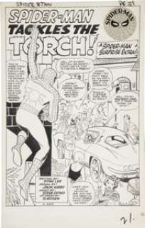 Jack Kirby and Steve Ditko Amazing Spider-Man #8 Splash Page 1 "Spider-Man Tackles the Torch" - | Heritage